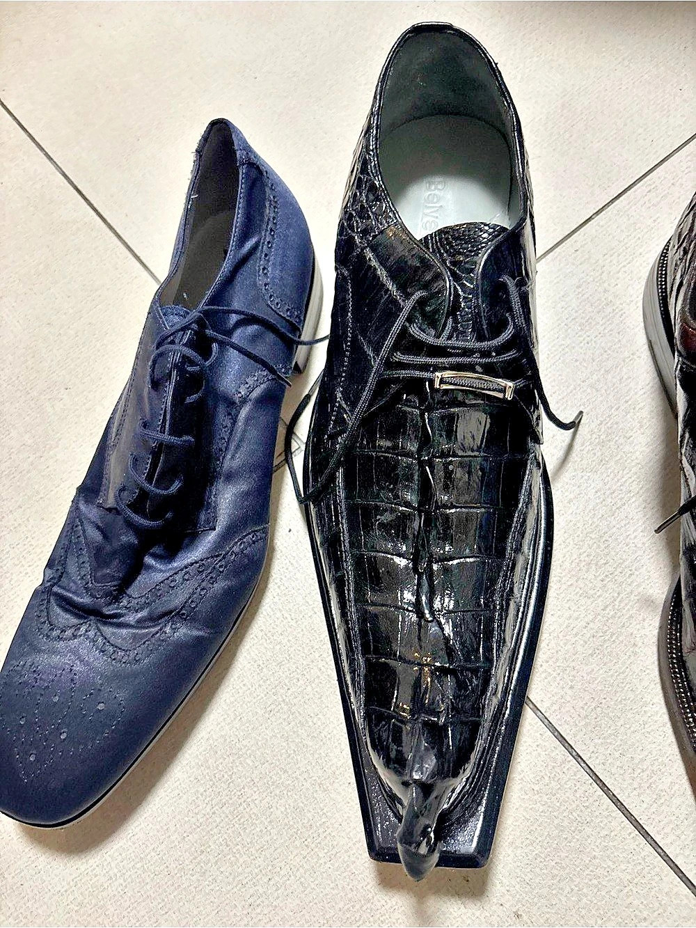 Belvedere Men's Crocodile-Embossed Oxfords Black & Brown